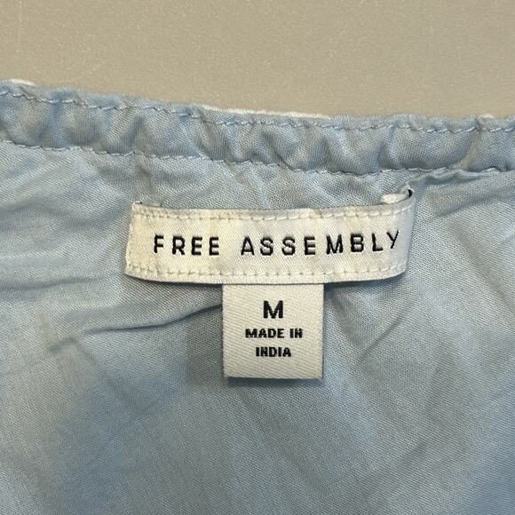 One Shoulder Midi Dress Cotton Garden Beachy Lt Blue Coastal Free Assembly Sz M - Picture 6 of 6